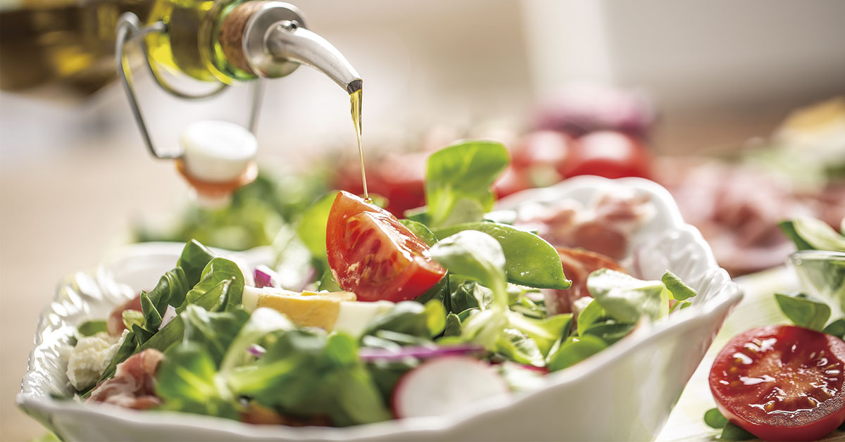 mediterranean salad with a drizzle of oil